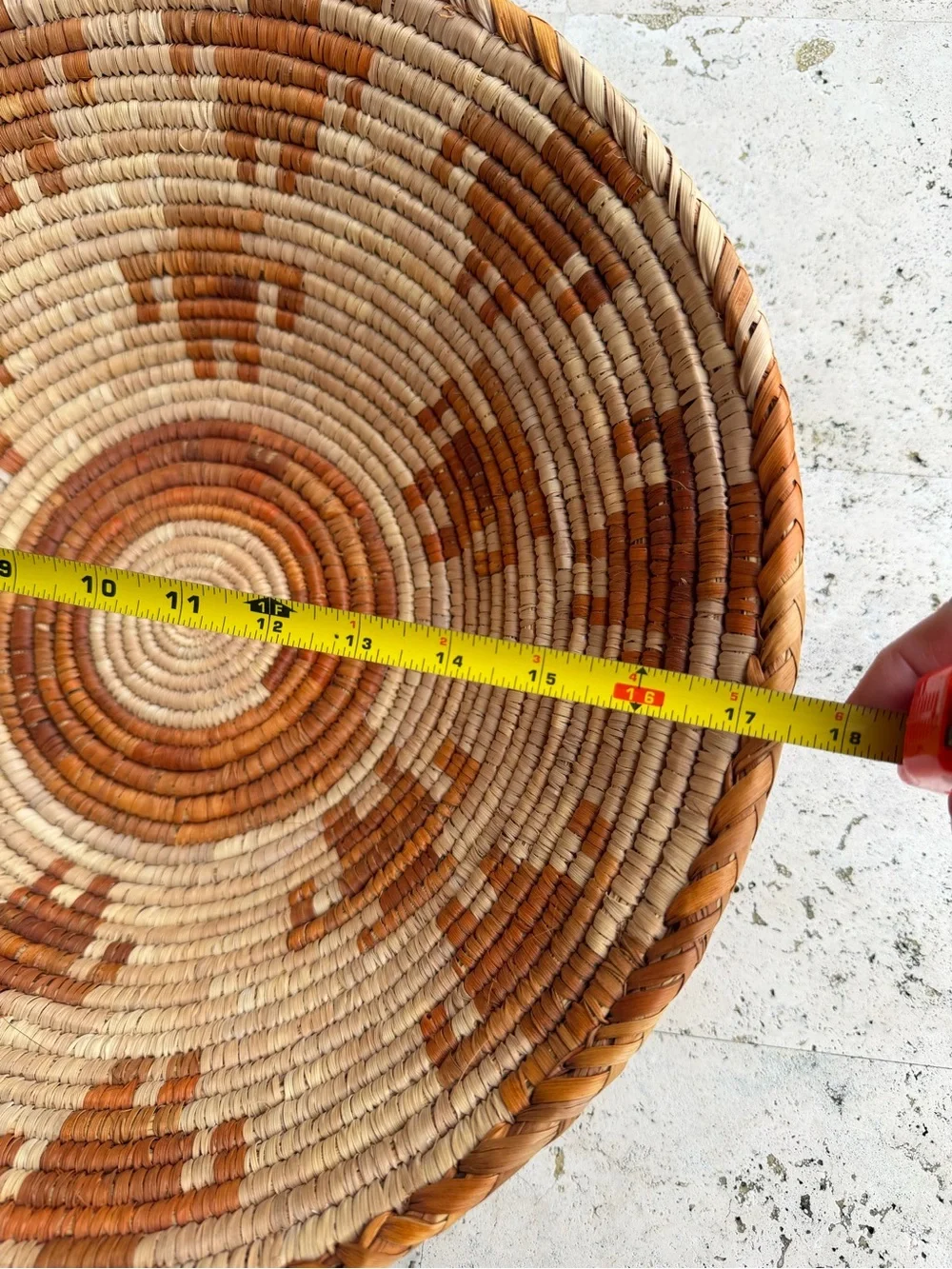 Handwoven Decorative Woven Basket - African Design Natural and Brown Coil 17”X5”